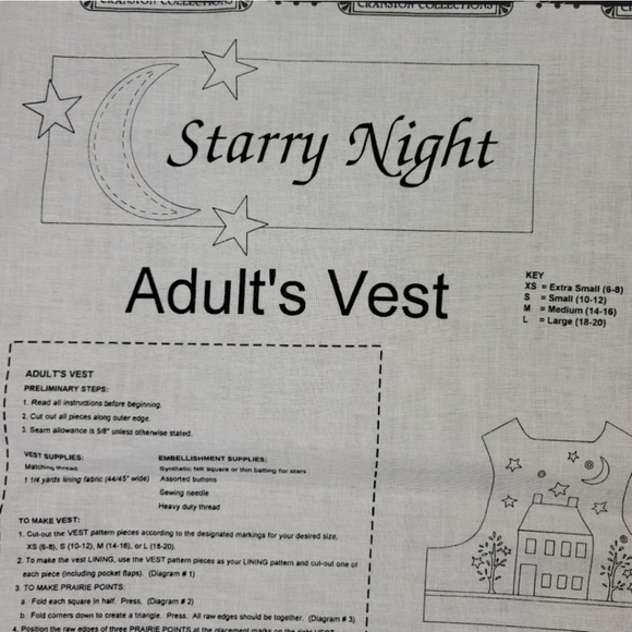 Cut & Sew Vest Fabric Panel STARRY NIGHT - Picture 12 of 16